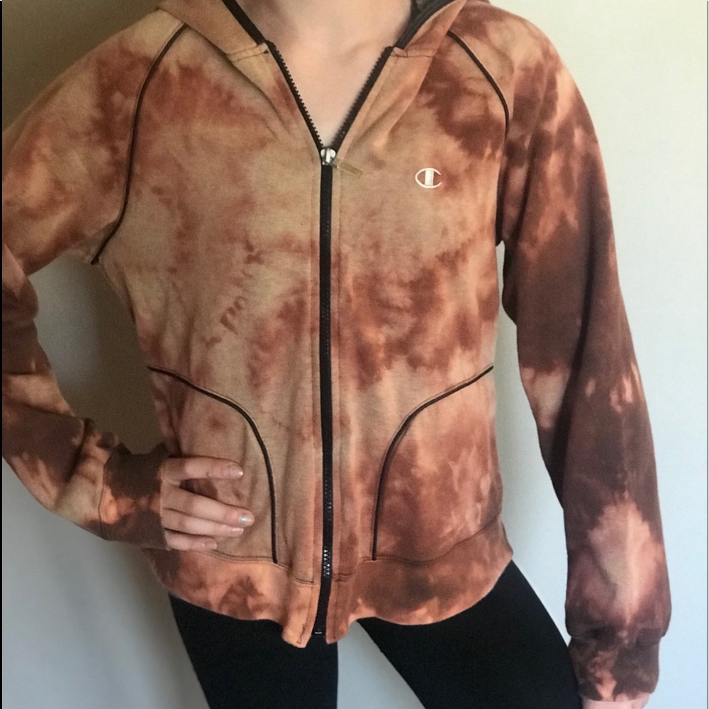 Bleach tie dyed- refashioned champion hoodie